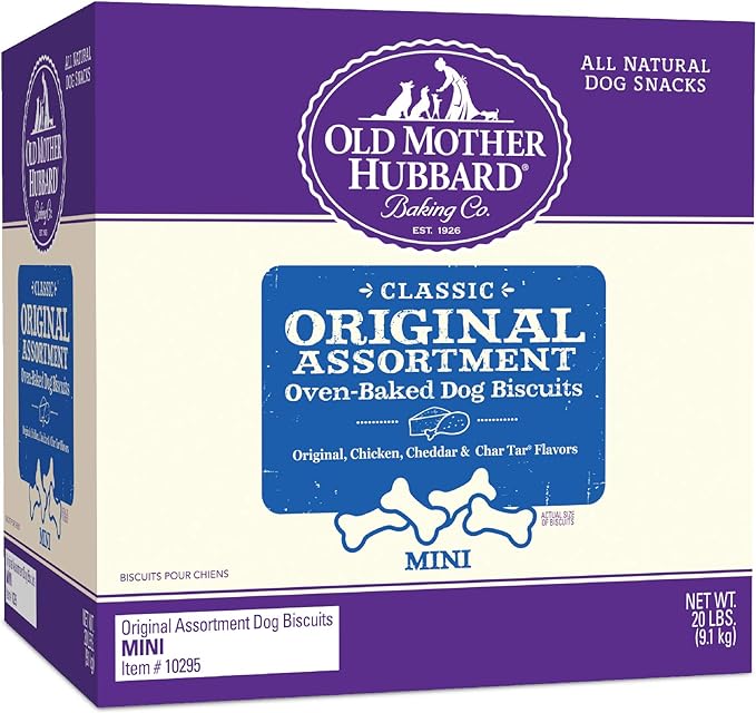 Old Mother Hubbard by Wellness Classic Original Mix Natural Dog Treats, Crunchy Oven-Baked Biscuits, Ideal for Training, Mini Size, 20 pound box