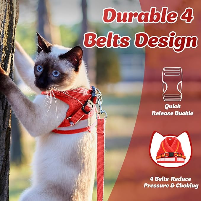 Supet Cat Harness and Leash Set for Walking Cat and Small Dog Harness Soft Mesh Harness Adjustable Cat Vest Harness with Reflective Strap Comfort Fit for Pet Kitten Puppy Rabbit