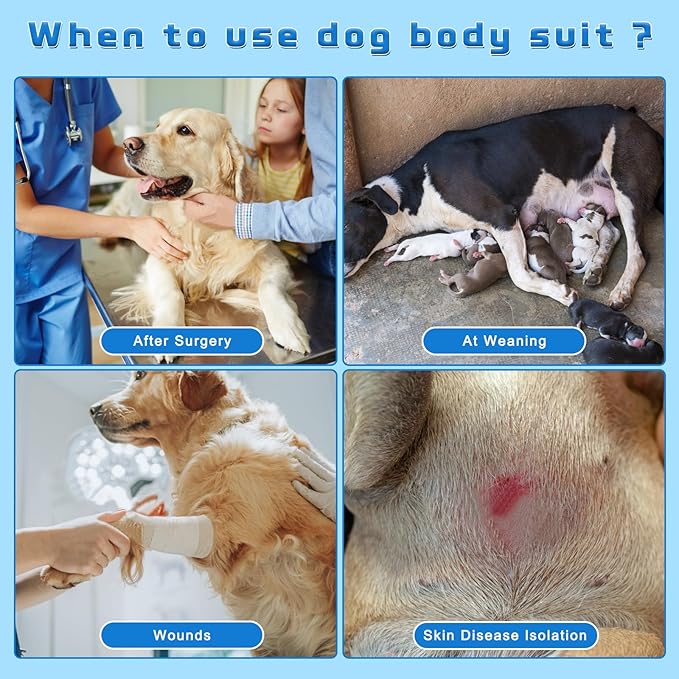 Dog Surgery Recovery Suit 2 Packs, Professional Pet Recovery Shirt Dog Abdominal Wounds Bandages for Male Female Pet Surgical Snugly Suit After Surgery Anti-Licking Dog Onesies S