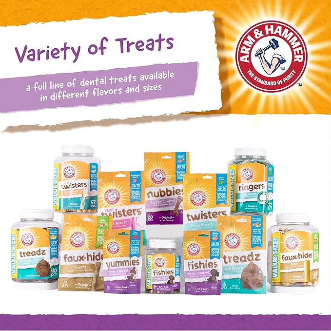 Arm & Hammer for Pets Nubbies Dental Treats for Dogs | Dental Chews Fight Bad Breath, Plaque & Tartar Without Brushing | Chicken Flavor Value Bucket, 53 Pcs