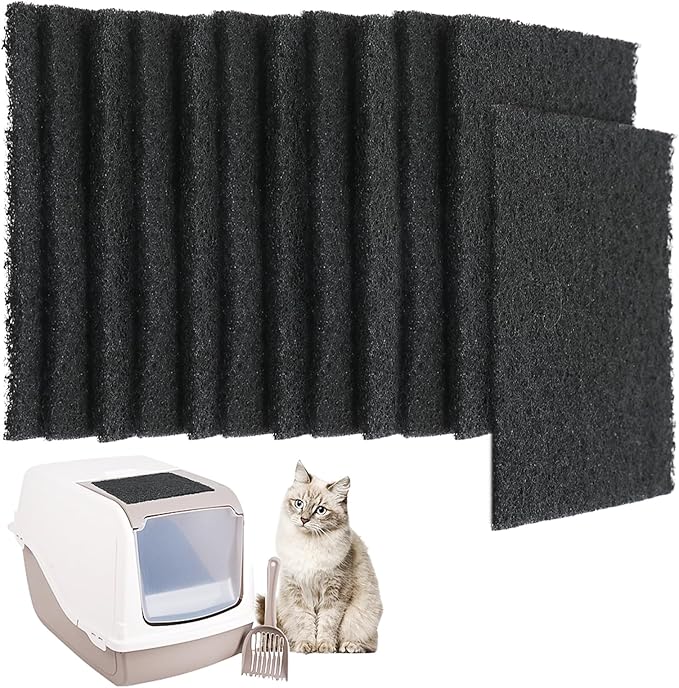 12pcs Cat Litter Box Filter Cat Litter Activated Carbon Filters Cat Litter Box Charcoal Filters Replacement for Filtering Odors Keep Fresh(Black)