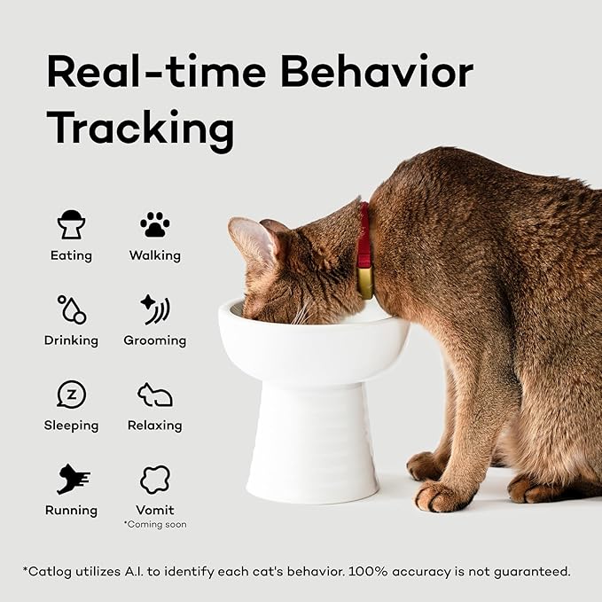 Smart Collar (Sakura, L) - Smart Collar with a Breakaway Buckle, Healthcare Tracker for Indoor Cat, Live Behavior Tracking, Loss of Energy Alerts