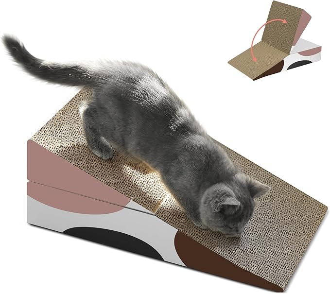 ComSaf Cat Scratcher Cardboard, Kitty Cat Scratching Pad Recycle Corrugate Scratcher Cat Scratch Bed Long Lasting Reversable (Triangle)