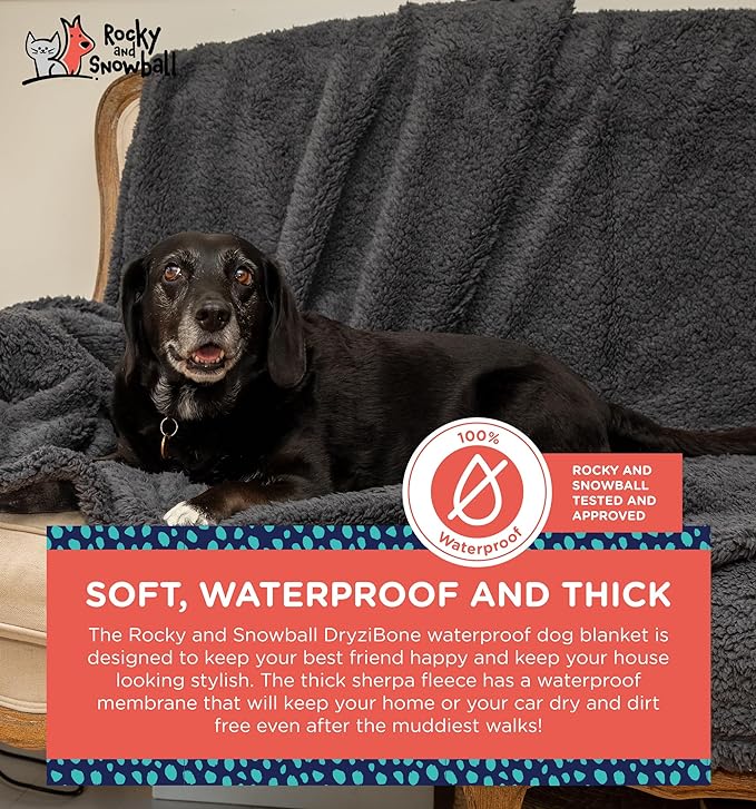 Waterproof Dog Blankets for Large Dogs Washable - Sherpa Dog Blanket for Bed, Pet Covers for Couches and Sofas, Cars, 40x60 - Dark Grey