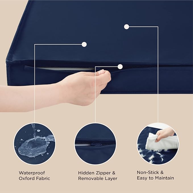 Lesure XXL Waterproof Dog Beds - Outdoor Dog Bed Washable with Oxford Fabric Surface, Extra Large Egg Orthopedic Foam Pet Bed with Removable and Durable Cover, Machine Washable