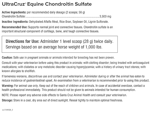 UltraCruz Equine Chondroitin Sulfate Joint Supplement for Horses, 4 lb, Pellet (32 Day Supply)