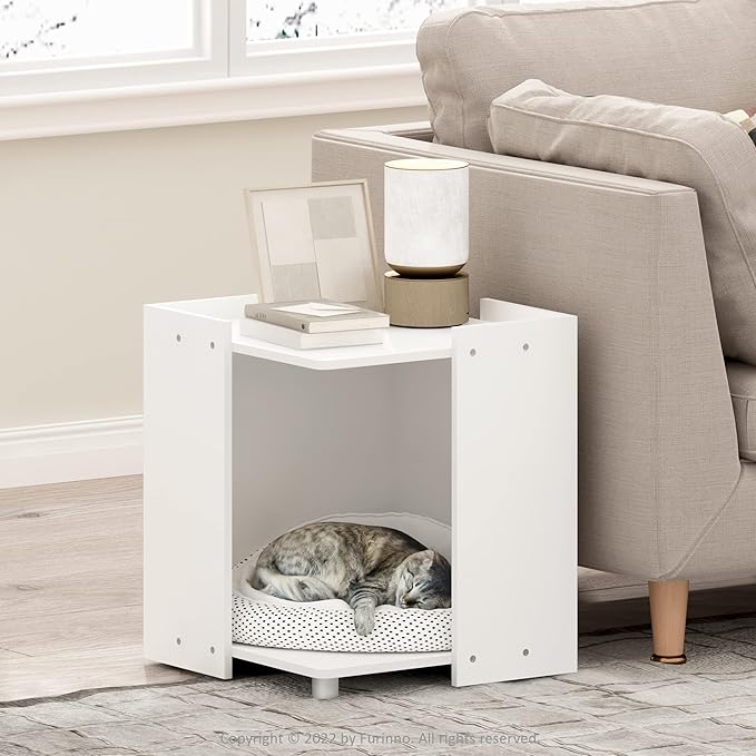 Furinno Peli Litter Box Enclosure, Solid White