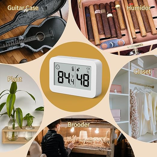 Mini Hygrometer Indoor Thermometer, Humidity Gauge with Switch (℃/℉), Humidity Meter Digital Temperature Monitor for Humidors Greenhouse Babyroom Cellar Reptile Incubator Closet (4)