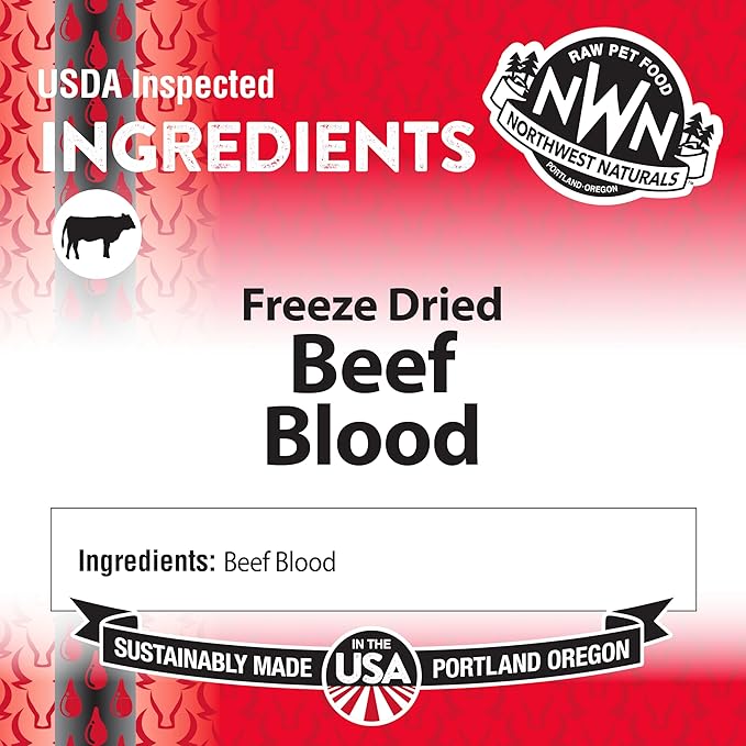 Northwest Naturals Freeze-Dried Beef Blood Functional Topper - for Dogs & Cats - Healthy, 1 Ingredient, Human Grade Pet Food, All Natural - 3.5 Oz (Packaging May Vary)(Pack of 2)