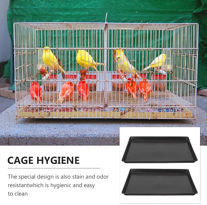 Alipis Bird Toilet Pan Parrot Toilet Pan Bird Cage Tray Black Replacement Dog Crate Pan, Bunny Cage Bottom Tray Plastic Small Animals Cage Tray for Pet, 2Pcs Pet Poop Holder