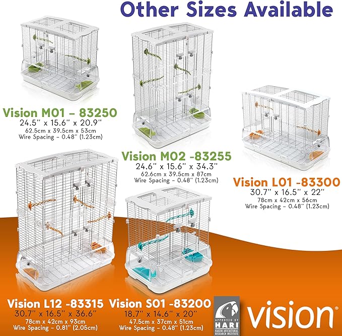 Vision L12 Wire Bird Cage, Bird Home for Lovebirds and Cockatiels, Tall Large, 83315