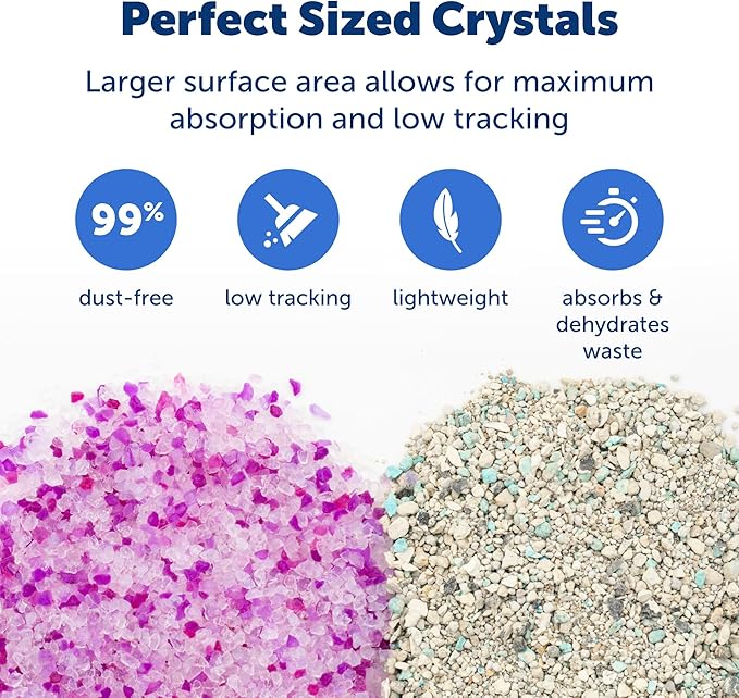 PetSafe ScoopFree Premium Lavender Crystal Cat Litter, 2-Pack – Lightly Scented Litter – Superior Odor Control – Low Tracking for Less Mess – Lasts Up to 1 Month, 8.6 lbs total (2 Pack of 4.3 lb bags)