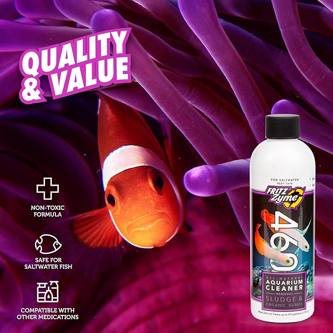 Fritz Aquatics 83369 FritzZyme 460 Biological Conditioner for Salt Water Aquariums, 8-Ounce