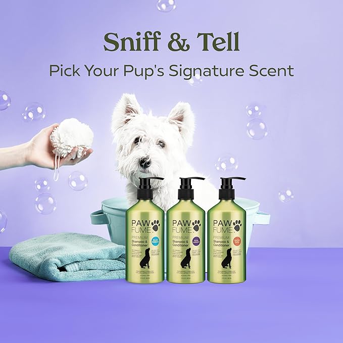 Pawfume Dog Shampoo and Conditioner – Hypoallergenic Dog shampoo for Smelly Dogs – Best Dog Shampoos & Conditioners – Probiotic Pet Shampoo for Dogs – Best Dog Shampoo for Puppies (Royal Lavender)