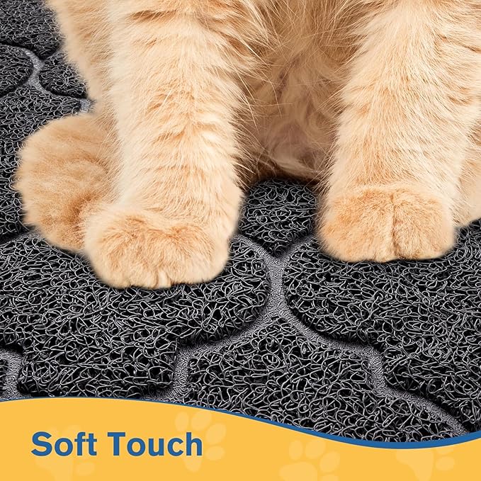 LuxStep Cat Litter Mat Litter Trapping Mat, 35x47 Inch Waterproof and Non-Slip Litter Box Mat for Clean Floors, Soft on Cat Paws, Large Litter Pad for Indoor Cat Supplies and Essentials, Black