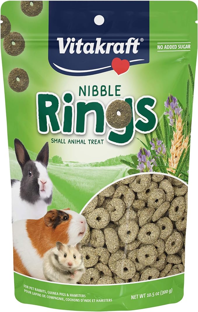 Vitakraft Nibble Rings Small Animal Treats - Crunchy Alfalfa Snack - For Rabbits, Guinea Pigs, Hamsters, and More