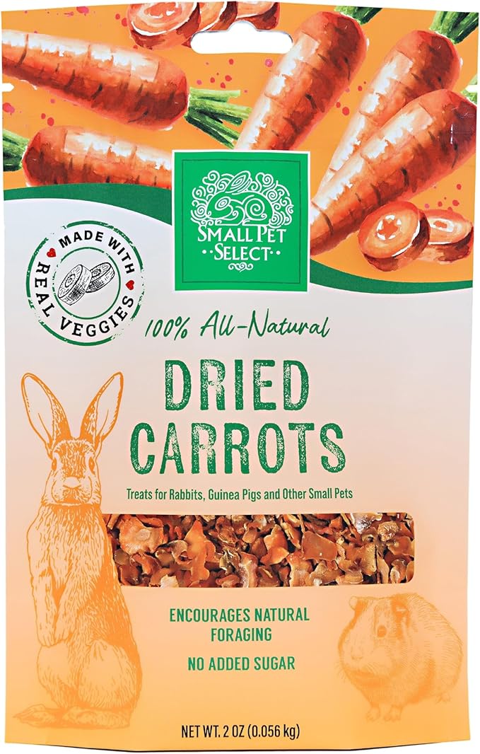 Small Pet Select - Dried Carrot, a Natural Treat for Rabbits, Guinea Pigs, Gerbils, Hamsters, Mice, and Rats, 2oz (Pack of 2)