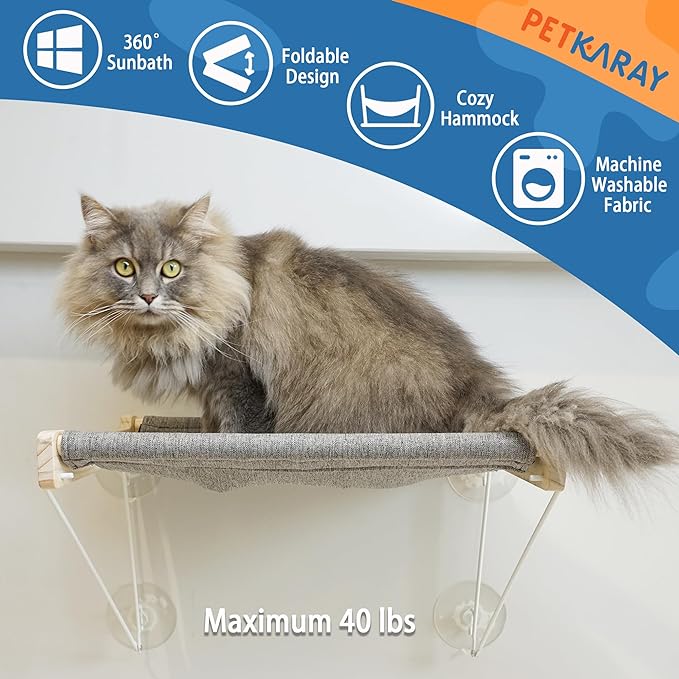 Cat Window Perch, Original Cat Hammock for Window, Foldable Cat Bed for Window Sill, Indoor Window Shelf Hammock Seat with Extra Suction Cups