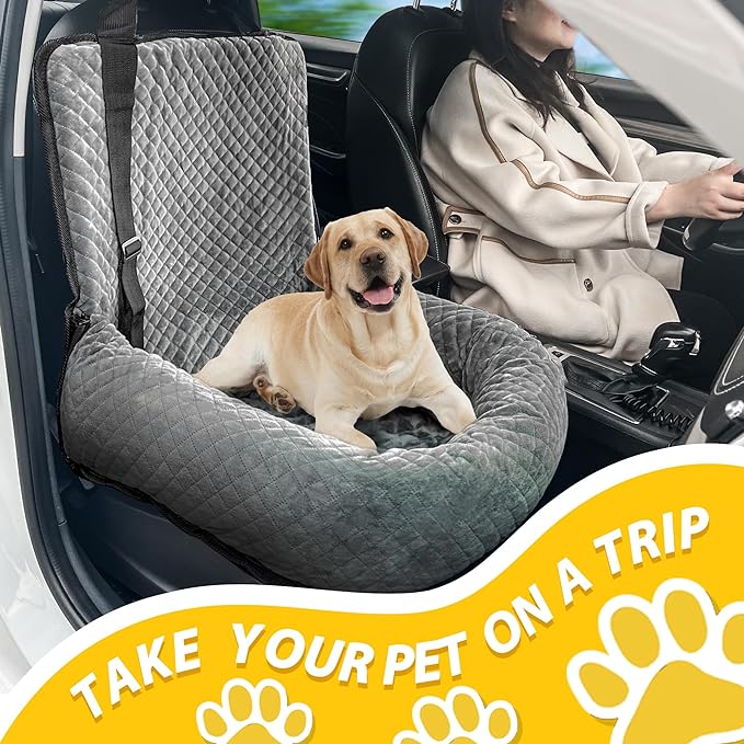 Dog Car Seat Pet Booster Car Seat for Small Mid Dogs, Dog Car Seat is Safe and Comfortable, and can be Disassembled for Easy Cleaning, Comfy Ultra Soft Car Travel Bed