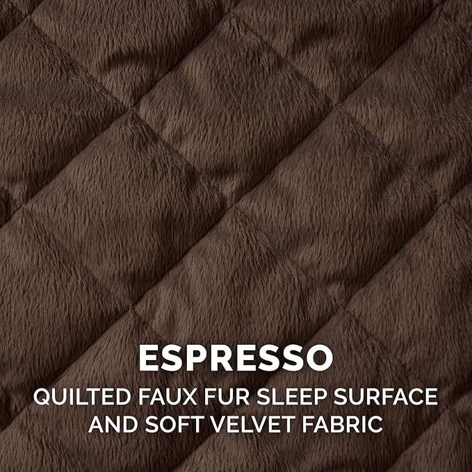 Furhaven Orthopedic Dog Bed for Extra Large Dogs, Goliath Quilted Faux Fur & Velvet Bolster Chaise, Espresso, 4XL