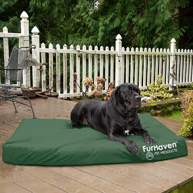 Furhaven Water-Resistant Memory Foam Bed for Large Dogs w/ Removable Washable Cover, Up to 125 lbs - Indoor/Outdoor Logo Print Oxford Polycanvas Mattress - Forest, Jumbo Plus/XXL, 53.0" x 40.0" x 5.0"