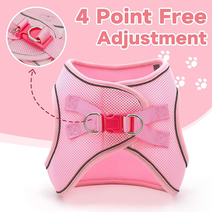 Supet Cat Harness and Leash Set for Walking Cat and Small Animal Harness Soft Mesh Puppy Harness Adjustable Cat Vest Harness with Reflective Strap Comfort Fit for Pet Kitten Puppy Rabbit