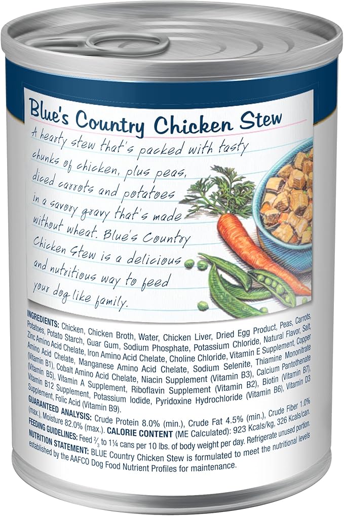 Blue Buffalo Blue's Stew Grain Free Natural Adult Wet Dog Food, Chicken Stew 12.5 oz cans (Pack of 12)