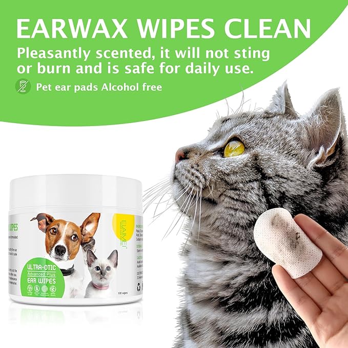 Dog Ear Wipes, Ear Cleaner Wipes for Dogs & Cats Supports Soothing Dog Yeast Infection, Soothes Itchy & Inflamed Ears, Remove Ear Wax Debris & Ear Odor, Pet Ear Care Supplies Ear Finger Wipes - 50pcs