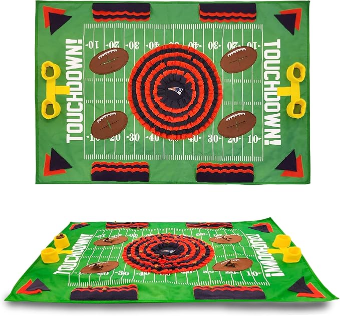 NFL New England Patriots Pet Snuffle Mat, Football Field Feeding Game, Interactive Dog Sniffing Food Puzzle Mat Toy, Pet Foraging Mat, Slow Feeding Healthy Cat, Pet Treat Puzzle