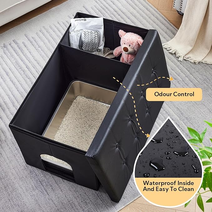 MEEXPAWS Cat Litter Box Enclosure Furniture Hidden, Cat Washroom Bench Storage Cabinet | Extra Large 36'' x 20'' x 20''| Dog Proof | Waterproof Inside/Easy Clean | Easy Assembly | Odor Control