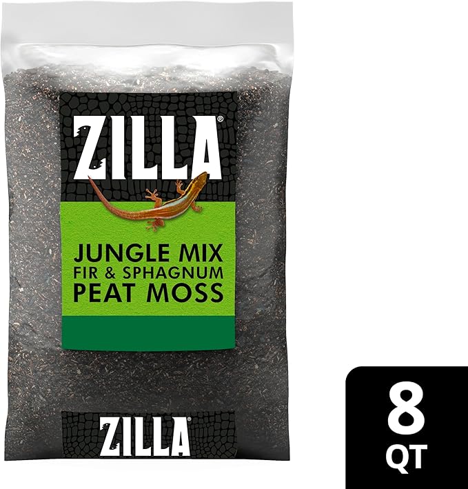 Zilla Pet Reptile Terrarium Substrate Bedding, Jungle Mix, for Frogs, Rainforest Geckos, Toads and Snakes, 8 Quart