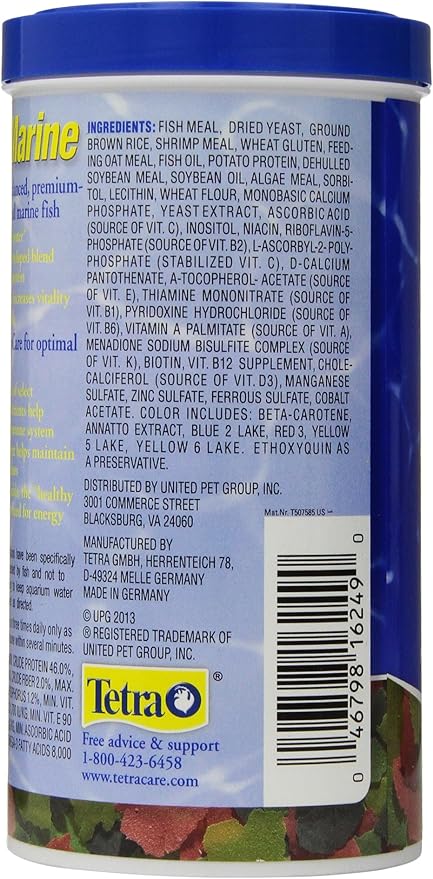 TetraMarine Large Saltwater Flakes, Nutritionally Balanced Fish Food for Saltwater Fish, 5.65 oz (Pack of 2)