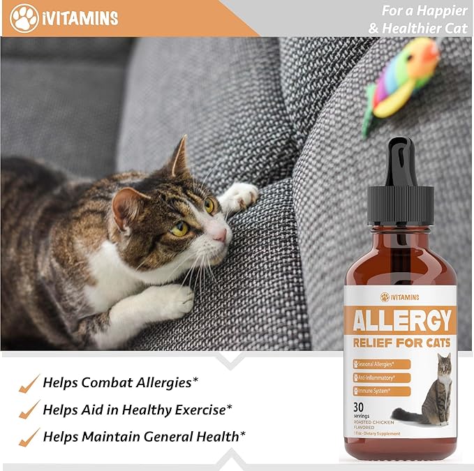 Allergy Relief for Cats | Helps to Naturally Support Allergy & Itch Relief for Cats | Cat Allergy | Cat Itch Relief | Cat Itchy Skin Relief | Cat Allergy Relief for Cats | Cat Supplements & Vitamins