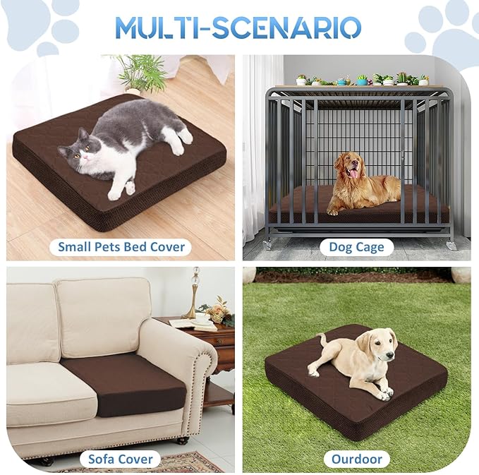 CHHKON Dog Bed Covers Replacement Washable Waterproof Pet Puppy Bed Cover for Dog, Cover Only (Brown,36x27x6 inch)