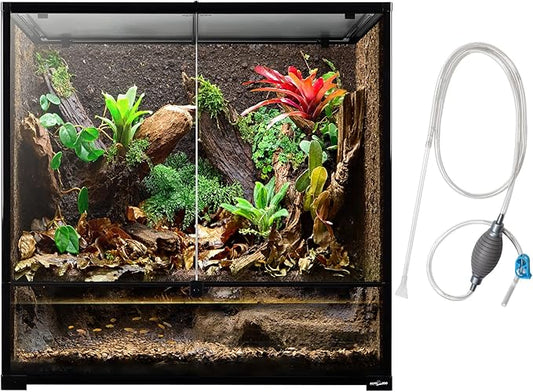 REPTI ZOO Large Reptile Paludarium Tank, Vertical Reptile Terrarium Wide & Tall Amphibian Tank with Top Screen Ventilation (36" W X 18" D X 36" H (Paludarium))