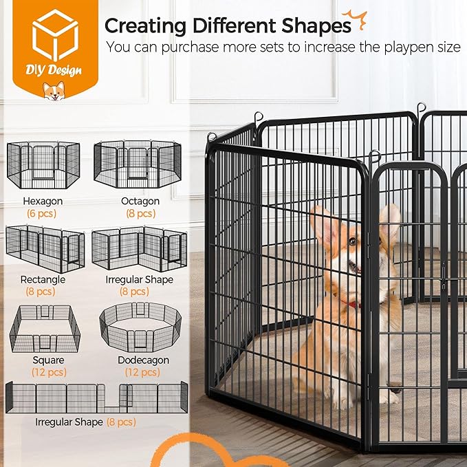 Yaheetech Outdoor Dog Playpen, Dog Pen Fences 32 Panels 32" Height Puppy Pet Playpen for Small/Medium Dogs Exercise Pen with 4 Doors Indoor Playpen for The Yard Garden RV Camping