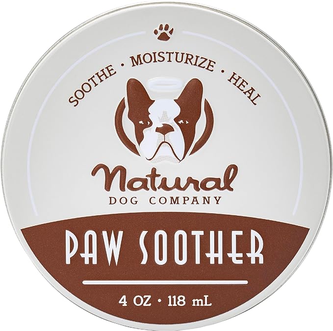 Natural Dog Company Paw Soother Balm, 4 oz. Tin, Dog Paw Cream and Lotion, Moisturizes & Soothes Irritated Paws & Elbows, Protects from Cracks & Wounds