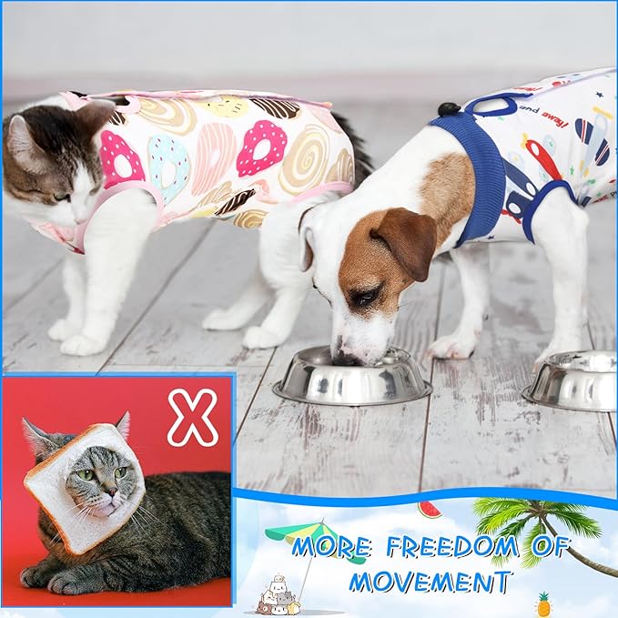 6 Set Cat Recovery Suit After Surgery Female and Male Cat Surgery Suit Kitten Recovery Suit E Collar Alternative Pajama Cat Clothes for Spay Suit Abdominal Skin Anti Licking(Animal,Large)