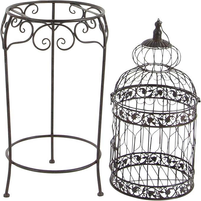 Deco 79 55122 Benzara Victorian Style Bird Cage, 47" H/14 W, Black
