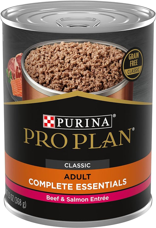 Purina Pro Plan High Protein, Grain Free Wet Dog Food, Beef and Salmon Entree - (Pack of 12) 13 oz. Cans
