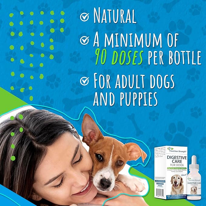 Digestive Care for Dogs, Natural Constipation Relief for Dogs and Puppies & Support for Diarrhea, Bloating, Bad Breath, Vomiting, Lack of Appetite, 60 Milliliters