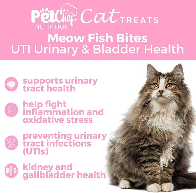 Pet Chef CAT Treats: Cat Bladder Health & UTI Prevention. Reduce, heal & Stop Kidney, Bladder and Painful UTIs. Cat Supplements with Amazing Benefits. Natural, Organic Holisitic Health. Low Calories.