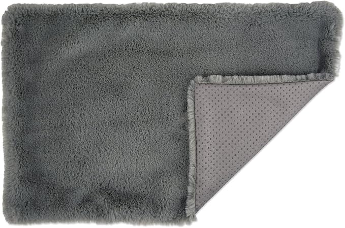 Bone Dry Faux Fur Pet Cage Liner, XXX-Large - 29 x 48", Gray