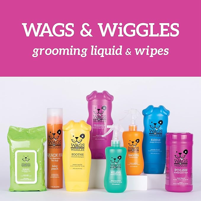 Wags & Wiggles Freshen Deodorizing Wipes for Dogs | Eliminate Odors from Your Dog's Coat | Fresh Strawberries, 100 Count | Easy and Convenient Way to Freshen Your Pet Without A Bath, FF12825