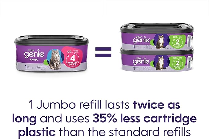 Litter Genie Refill Bags | Jumbo 1-Pack | Up to 4 Months of Supply in 1 Cartridge | Ultimate Odor Control Cat Litter Bags