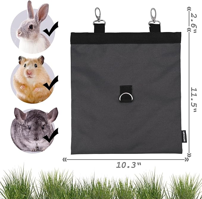 Rabbit Hay Feeder Bag, Guinea Pig Hay Feeder,Bunny Hay Bag, 600D Oxford Cloth Fabric Pet Hay Hanging Feeder Storage for Rabbit, Small Animal.