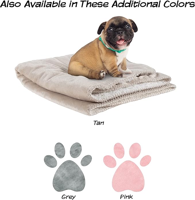 PETMAKER Waterproof Dog Blanket - 30x40-Inch Reversible Sherpa Dog Blanket for Couch, Bed, or Car - Protects from Spills, Stains, or Pet Fur (Tan)