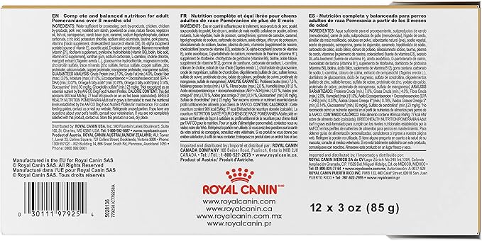Royal Canin Breed Health Nutrition Pomeranian Adult Loaf in Gravy Pouch Dog Food, 3 oz. Pouch (Pack of 12)
