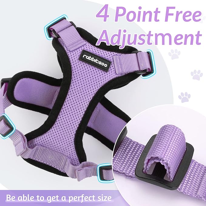 rabbitgoo Cat Harness and Leash for Walking, Escape Proof Soft Adjustable Vest Harnesses for Cats, Easy Control Breathable Reflective Strips Jacket, Light Purple, M