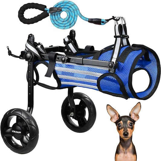 2024 Upgraded Dog Wheelchair for Back Legs Small Wheelchair for Dogs with Disabled Hind Legs Walking Adjustable Dog Carts with Heavy duty Wheels & Patented